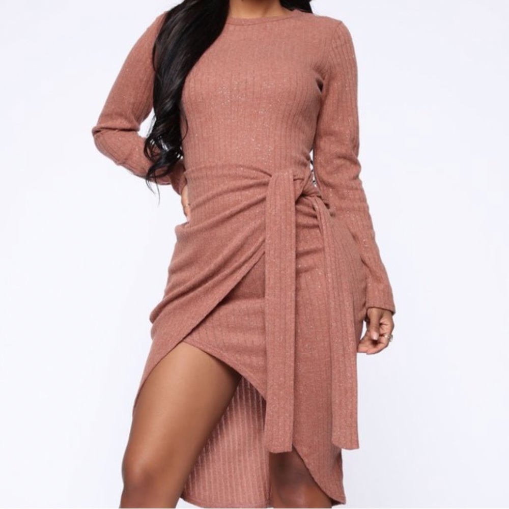 🆕 FN Asymmetrical Long Sleeve Ribbed Dress